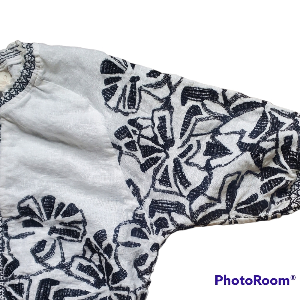 Chico's floral embroidered linen jacket